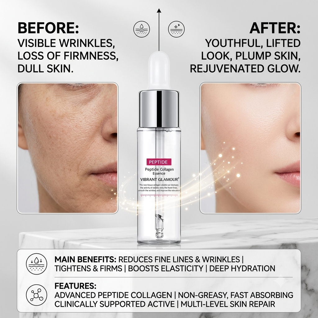 Vibrant Glamour Peptide Collagen Facial Serum To Tighten And Reduce Fine Lines