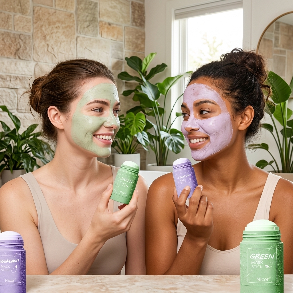 Nicor Cleansing Green Tea Mask Clay Stick Oil Control Anti-Acne Whitening Seaweed Mask Skin Care
